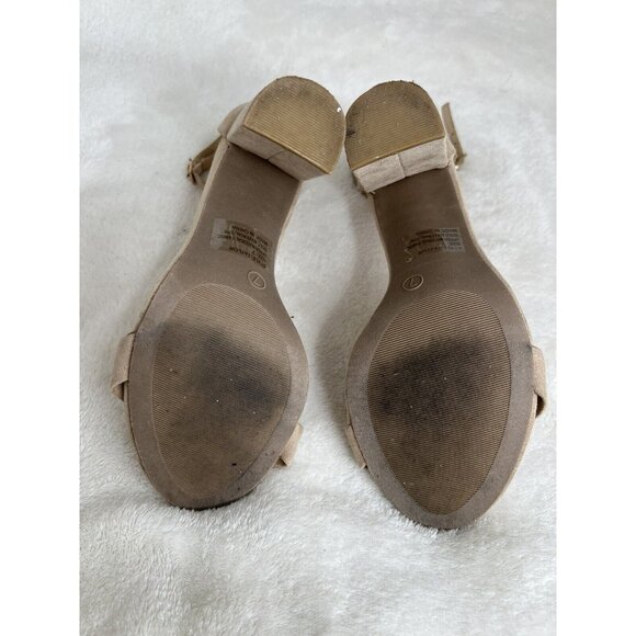 Lulus Beige Suede High Heel Sandals With Ankle Strap Buckle - Size 7.5 - Picture 5 of 5